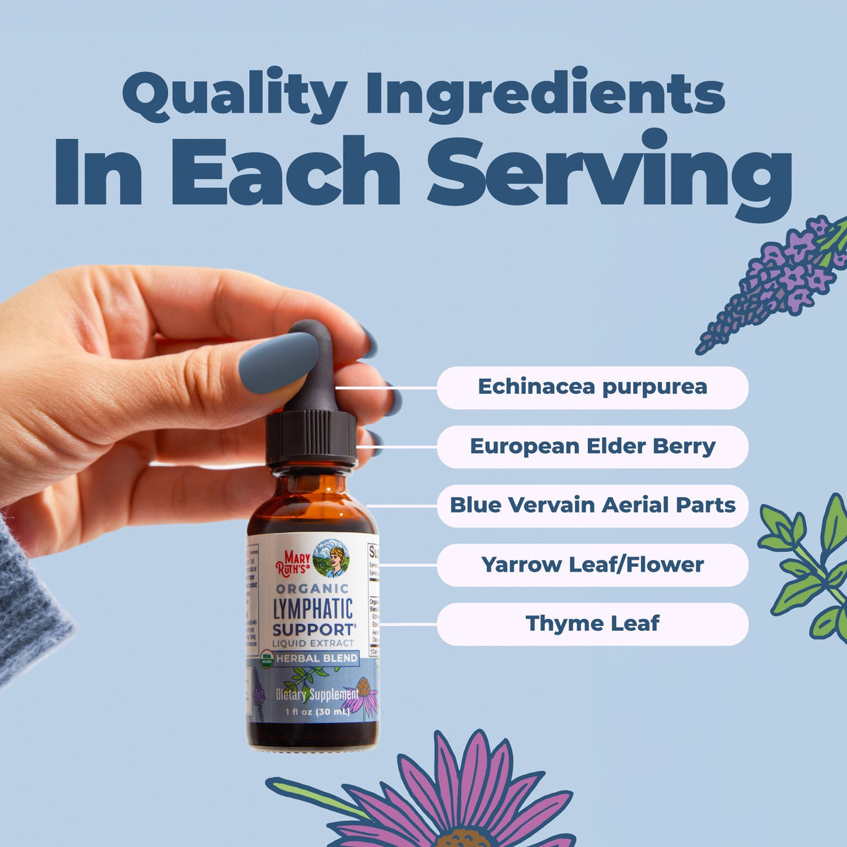 MaryRuth’s Organic Lymphatic Support Liquid Extract – Alcohol-Free Herbal Blend, 30 Servings