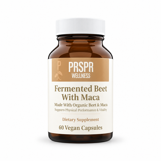 Circulation & Daily Vitality Support – Fermented Beet + Maca – 60 Vegan Capsules