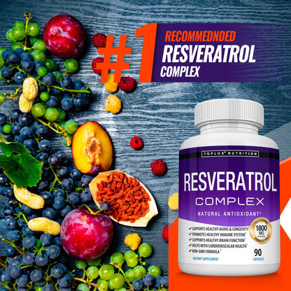 Toplux Nutrition Resveratrol Complex 1800mg – Antioxidant Support – 90 Capsules