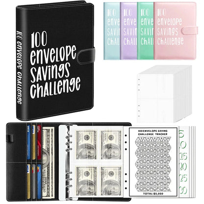 100 Envelope Challenge Binder Savings Book with Envelopes Budget Binder for cash