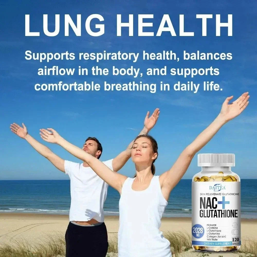 DAITEA NAC + Glutathione 2028mg with Collagen, Vitamin C & CoQ10 – 120 Capsules