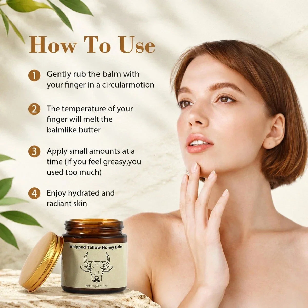 Lopeie Whipped Tallow Honey Balm | 4.23oz All-Natural Moisturizer for Dry Skin