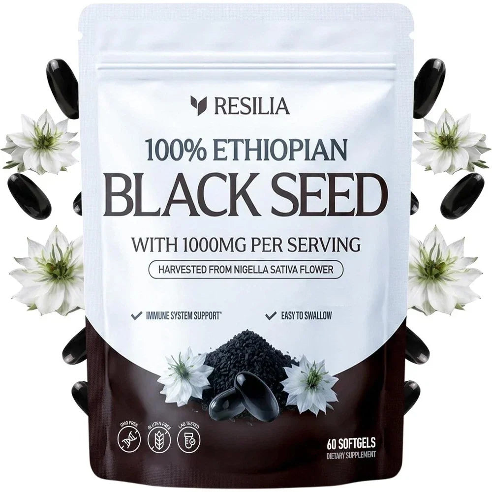 Resilia 100% Ethiopian Black Seed Oil 1000 MG ~ 60 Softgels Organic Natural