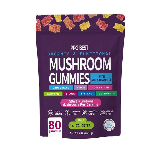 Organic & Functional Mushroom Gummies Supplement ASHWAGANDHA,REISHI