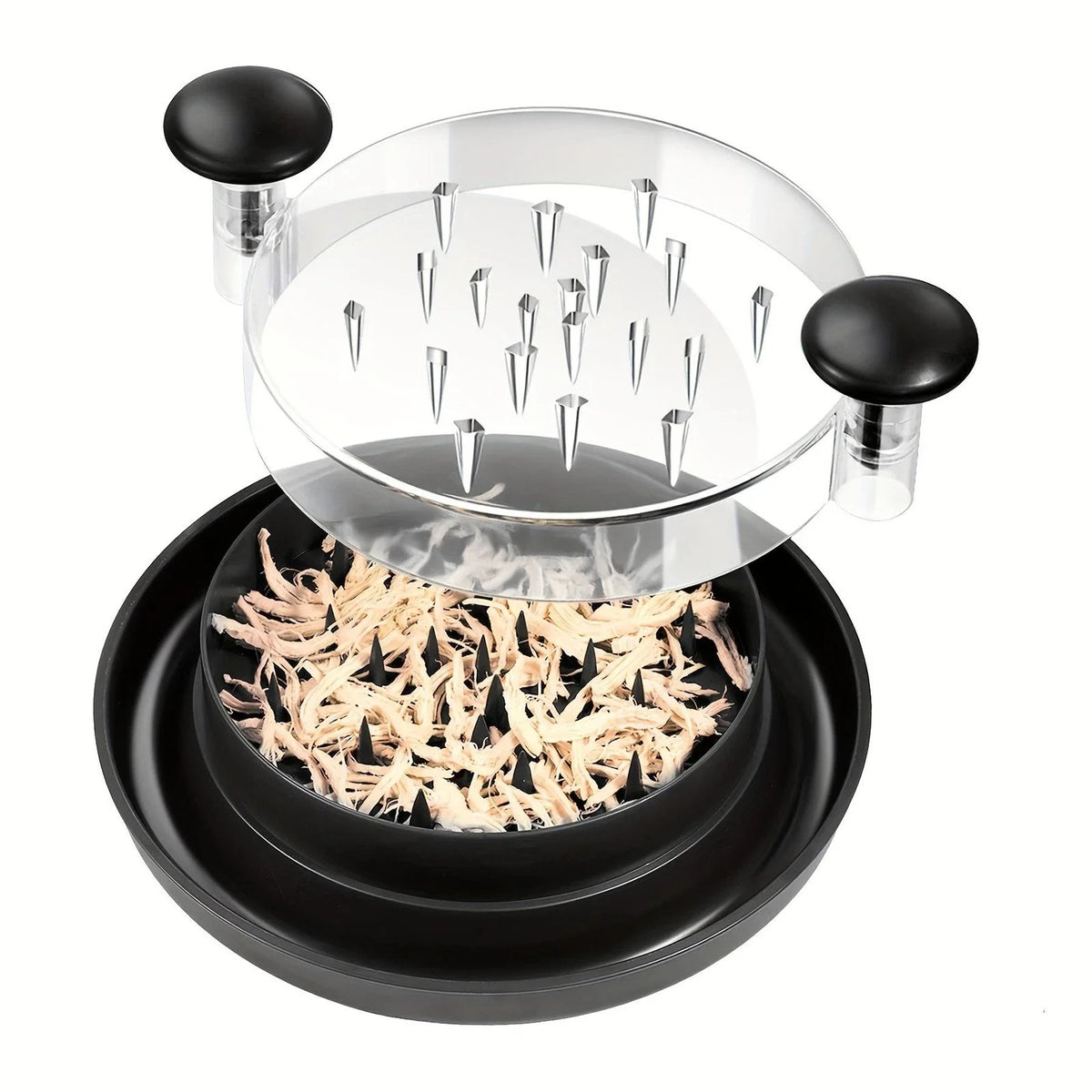 Chicken Shredder Rotating Meat Chopper with Clear Cover Anti Slip Kitchen Tool