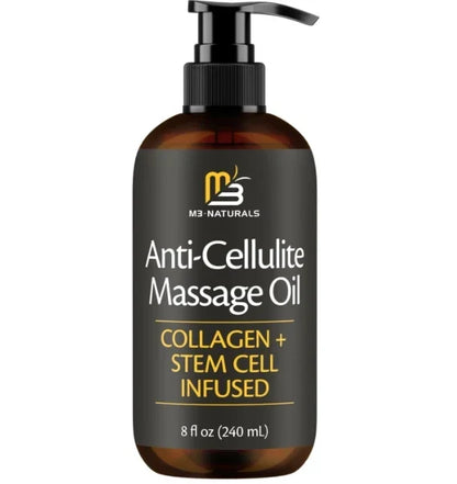M3 Naturals Anti Cellulite Massage Oil Infused with Collagen and Stem Cell 8 fl
