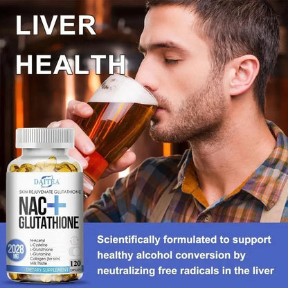 DAITEA NAC + Glutathione 2028mg with Collagen, Vitamin C & CoQ10 – 120 Capsules