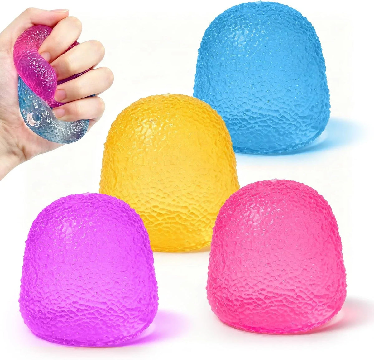 4PCS Gumdrop Squishy Toys Mini, Sweet Gel Candy Stress Ball, Sensory Squeeze Toy