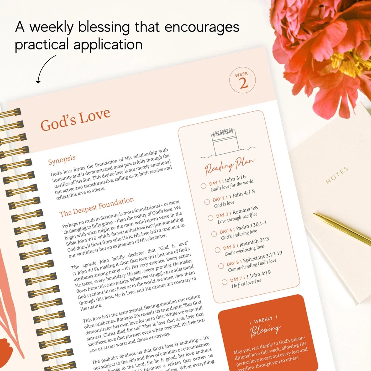 Official Spiral Bible in a Year, 52 Week Study Guide 8.5 X 11, Floral