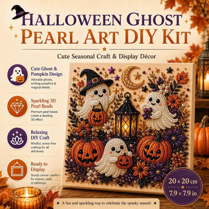 Halloween Ghost Pearl Art DIY Kit, Spooky Cute 3D Diamond Painting Crafts Gifts