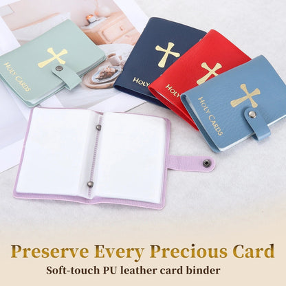 Prayer Card Holder, PU Collector Holder Portable, Purple 1Pcs