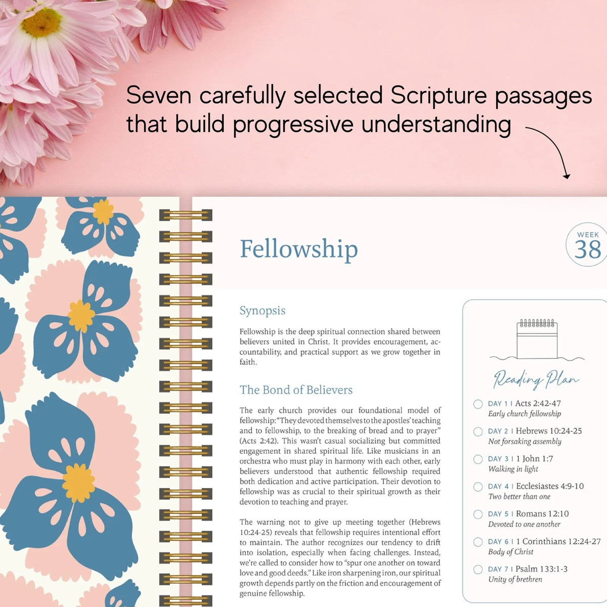 Official Spiral Bible in a Year, 52 Week Study Guide 8.5 X 11, Floral
