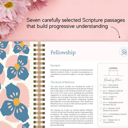 Official Spiral Bible in a Year, 52 Week Study Guide 8.5 X 11, Floral
