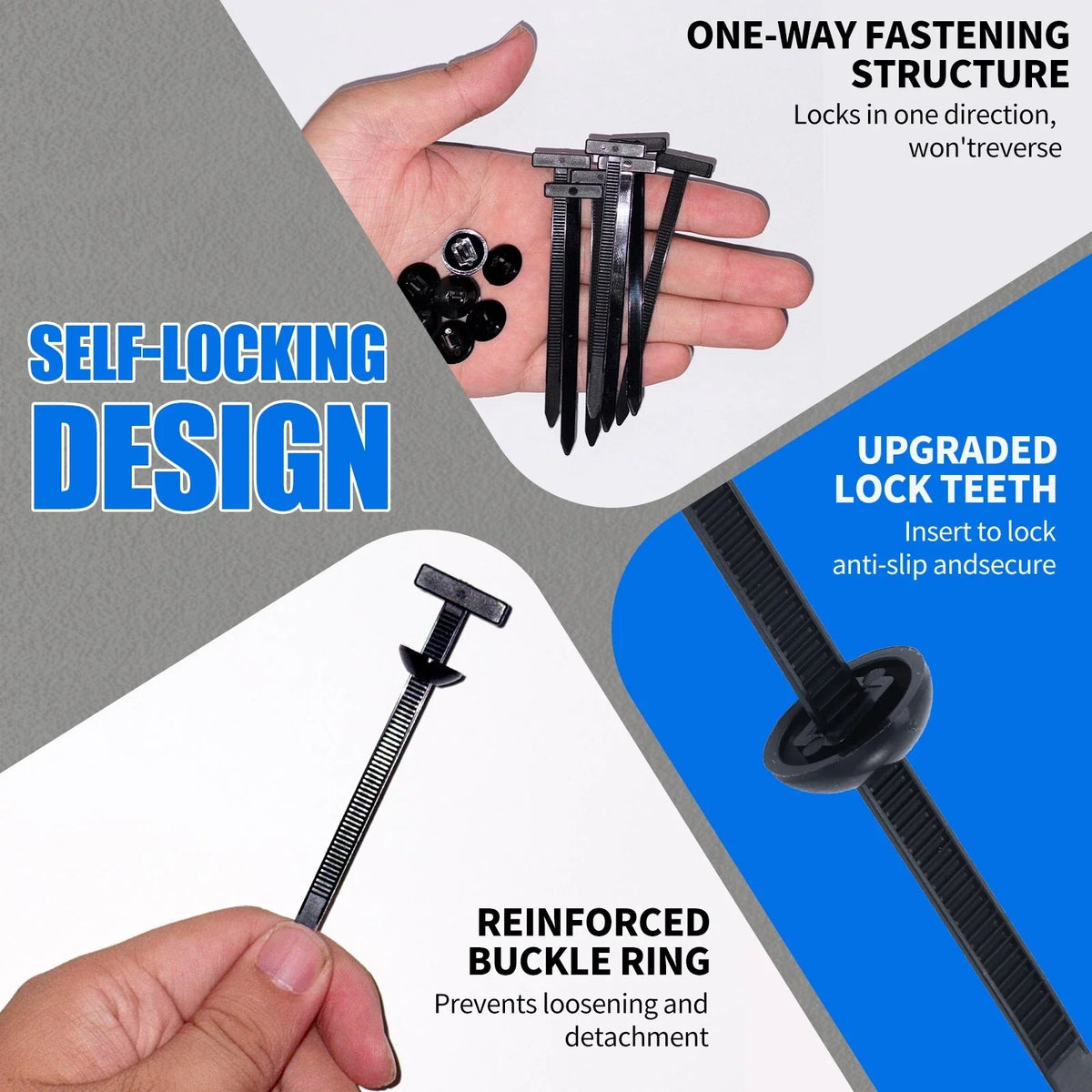 Heavy Duty 20pcs Nylon Universal Cable Tie Buckle  Self-Locking Free Ship