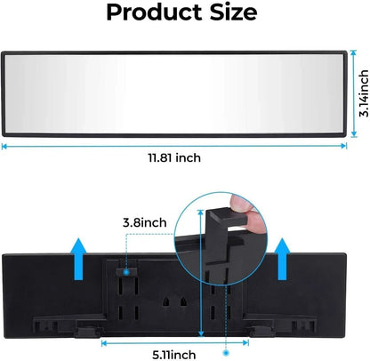 JOYTUTUS Rear View Mirror, Universal 11.81 Inch Panoramic Convex Interior Clip-o
