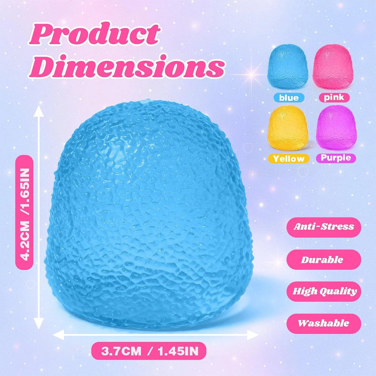 4PCS Gumdrop Squishy Toys Mini, Sweet Gel Candy Stress Ball, Sensory Squeeze Toy