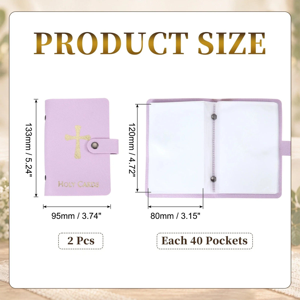 Prayer Card Holder, PU Collector Holder Portable, Purple 1Pcs