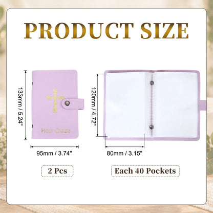 Prayer Card Holder, PU Collector Holder Portable, Purple 1Pcs