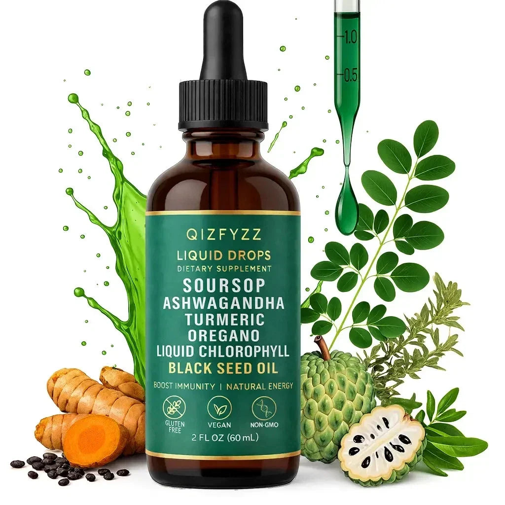 Qizfyzz Soursop Bitters Liquid Drops Moringa Turmeric 2 Fl Oz 1 Bottle