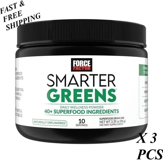 3pc NEW Force Factor Smarter Greens Daily Wellness Powder, Superfood Powder-