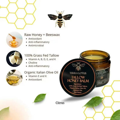 Lavender scent，Fed Beef Tallow Balm With Raw Honey Handmade All-natural Moisturi