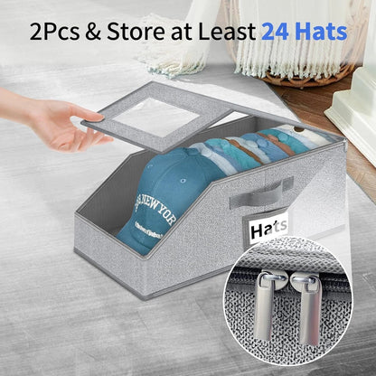 Stackable Hat Storage for Baseball Caps - Hat Organizer with Clear Window
