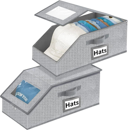 Stackable Hat Storage for Baseball Caps - Hat Organizer with Clear Window