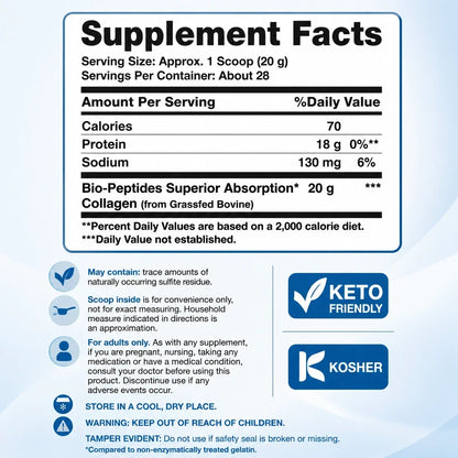 NeoCell Grass Fed Collagen Bio-Peptides Powder 20g Per Scoop Skin Joint Support