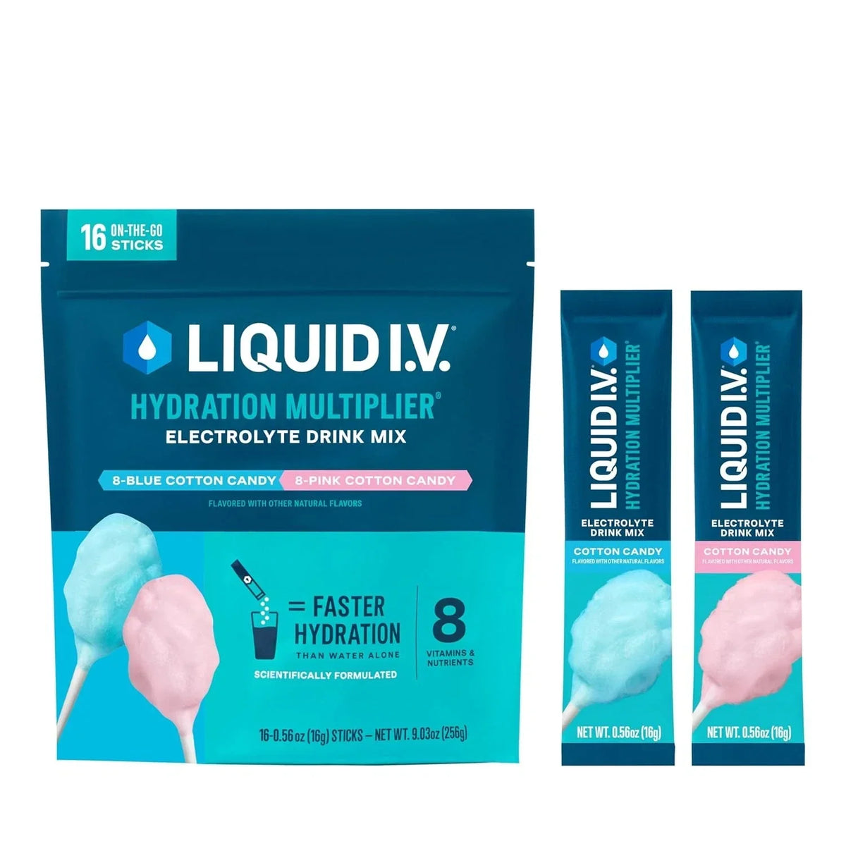 Liquid I.V. Hydration Multiplier Electrolyte Drink Mix, Cotton Candy, 16 Serving