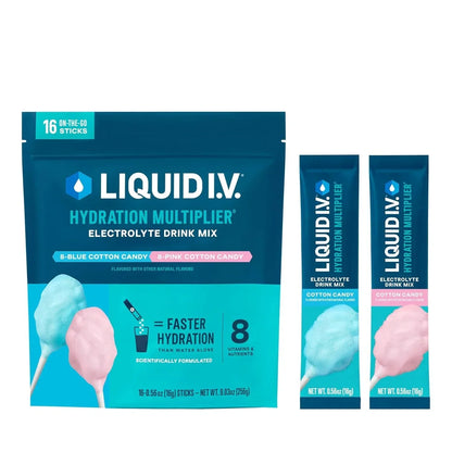 Liquid I.V. Hydration Multiplier Electrolyte Drink Mix, Cotton Candy, 16 Serving