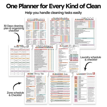 ADHD Cleaning Planner for Adults, Schedule and Letter, White