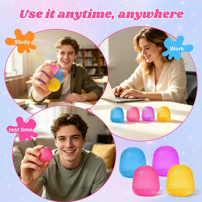 4PCS Gumdrop Squishy Toys Mini, Sweet Gel Candy Stress Ball, Sensory Squeeze Toy
