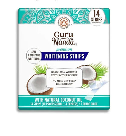 GuruNanda Premium Teeth Whitening Strips 14 Ct (7 Treatments) Coconut Oil Enamel