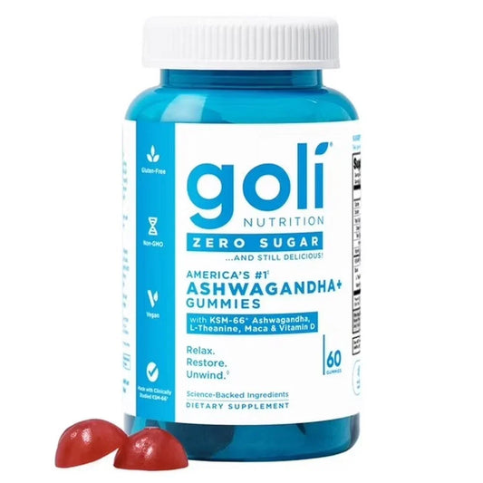 Goli Ashwagandha+ Gummies 60 count Blue Zero Sugar Ashwagandha 66 Sleep D Zero