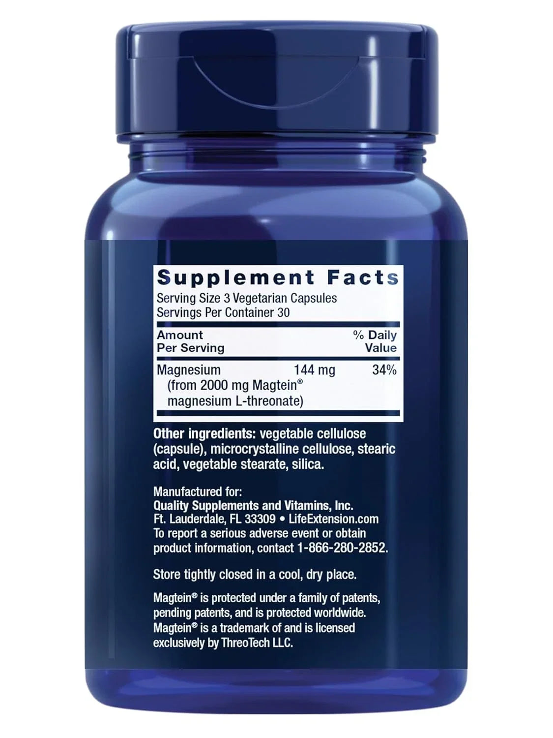 Life Extension Neuro-Mag Magnesium L-Threonate, Memory Health, Quick Thinking, C