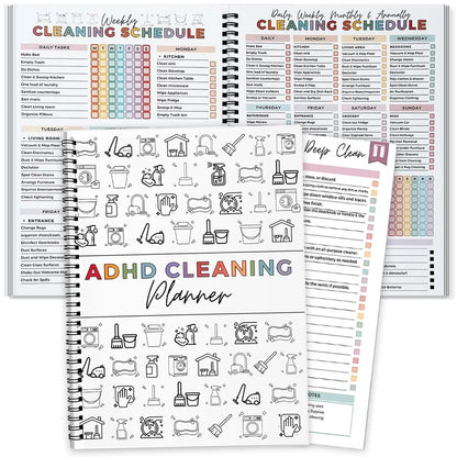 ADHD Cleaning Planner for Adults, Schedule and Letter, White