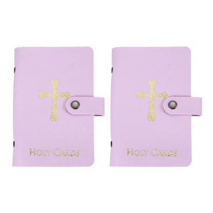Prayer Card Holder, PU Collector Holder Portable, Purple 1Pcs
