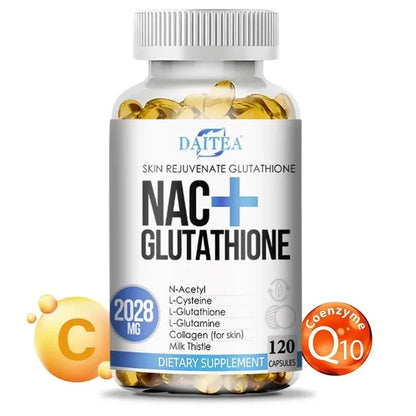 DAITEA NAC + Glutathione 2028mg with Collagen, Vitamin C & CoQ10 – 120 Capsules