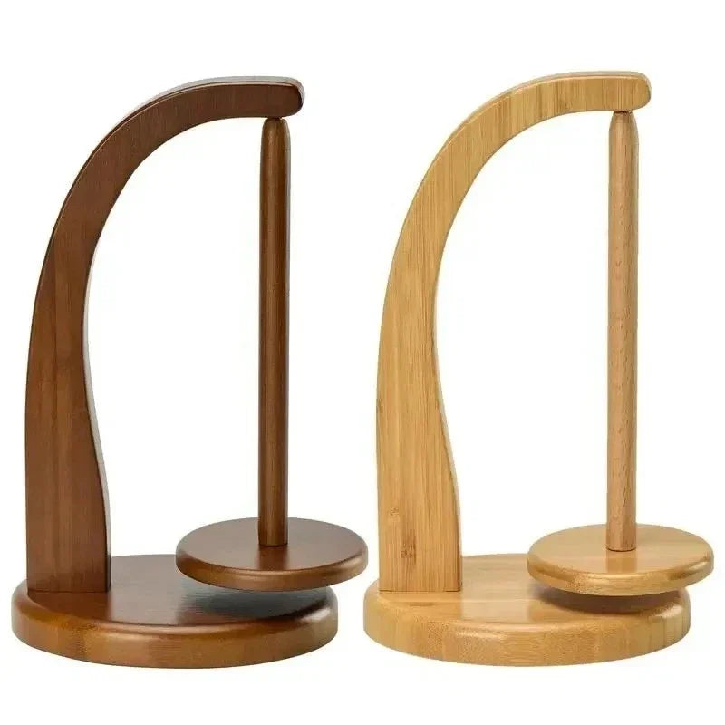 Wooden Yarn Holder Rotating Magnetic Spinning Knitting Crochet Spinner Tool，Natural Wood / Light Brown