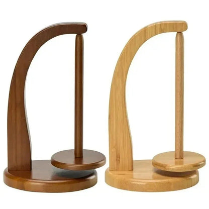 Wooden Yarn Holder Rotating Magnetic Spinning Knitting Crochet Spinner Tool，Natural Wood / Light Brown