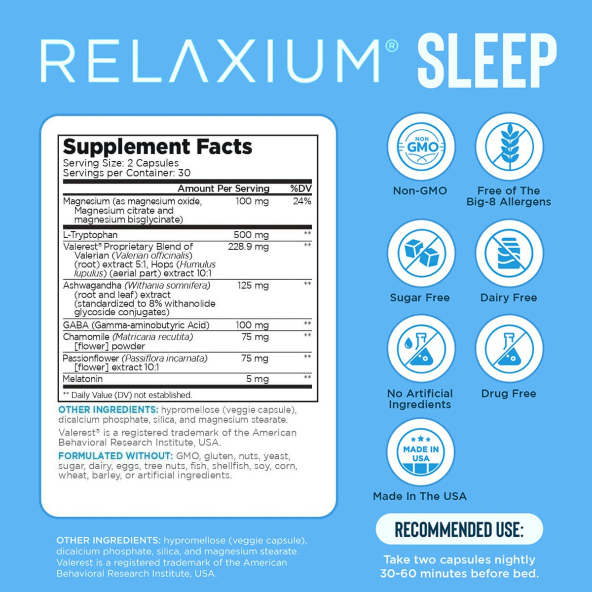 RELAXIUM® Sleep - Deep Rest & Recovery Support Capsules