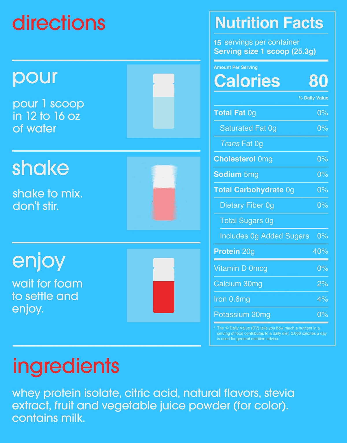 gramms Strawberry Acai Clear Whey Protein Isolate – 20g Protein, 80 Calories, Zero Sugar
