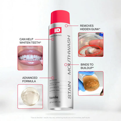 Hismile iD Stain Whitening Mouthwash – Thoughtful Birthday Gift for Her, Whitening and Fresh Breath Oral Care Set for the Bathroom